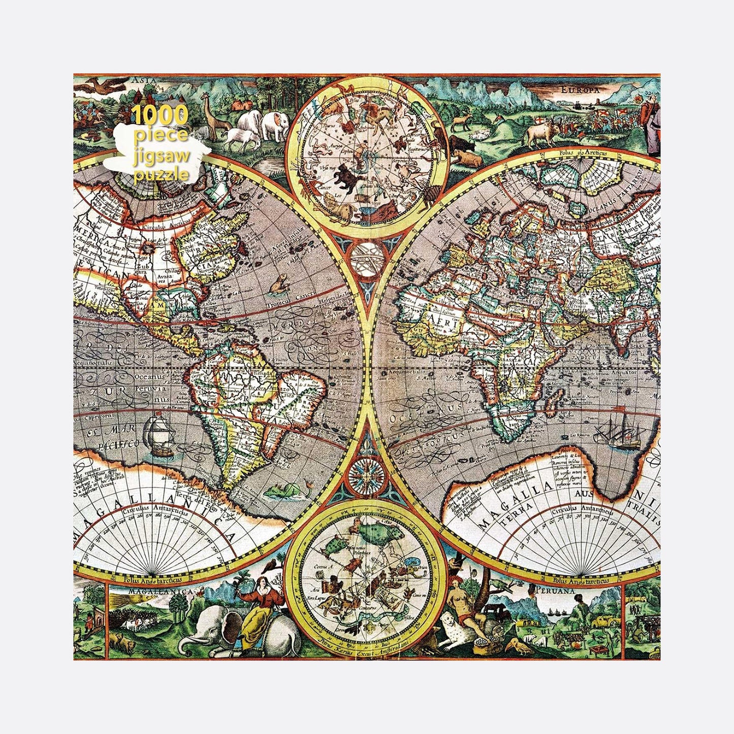 Jigsaw box showing a picture of an antique map