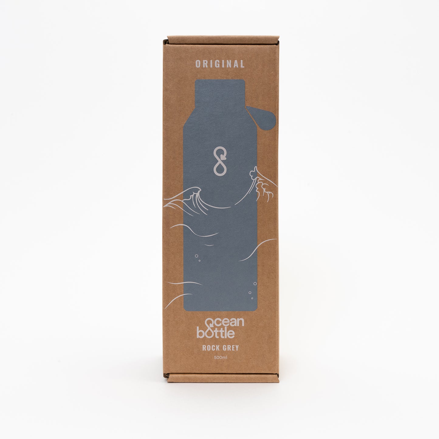 Cardboard packaging for grey drinks bottle