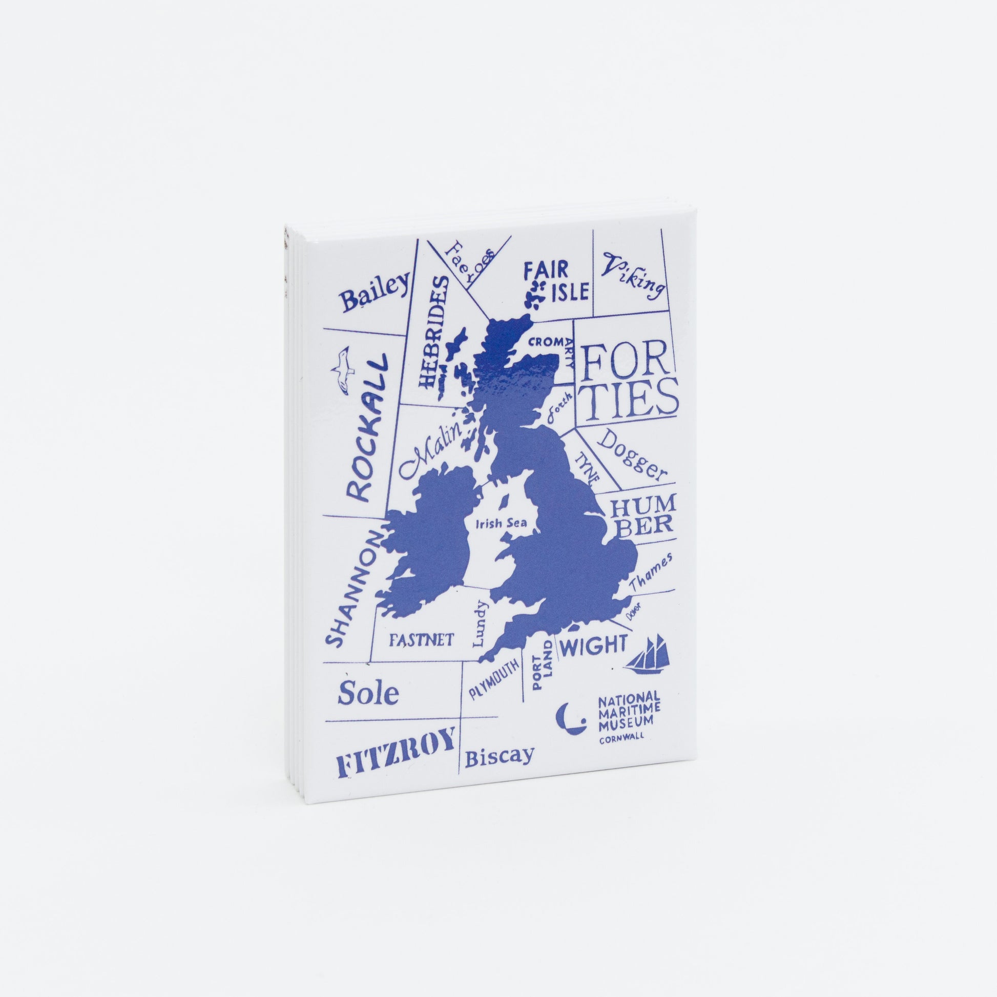 Shipping forecast map on a white background with blue text.