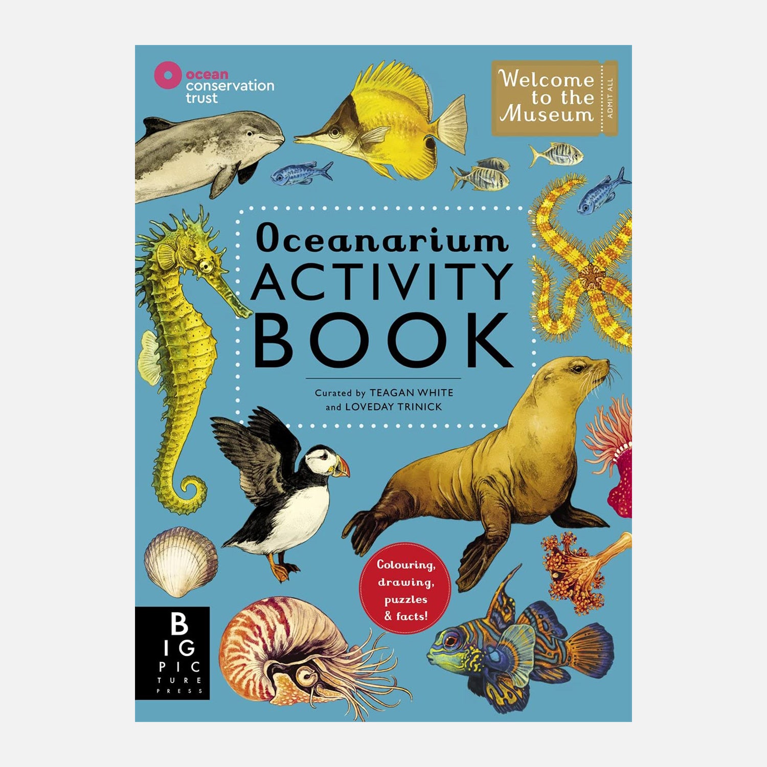 Oceanarium Activity Book drawing puzzles and facts with sea life cover