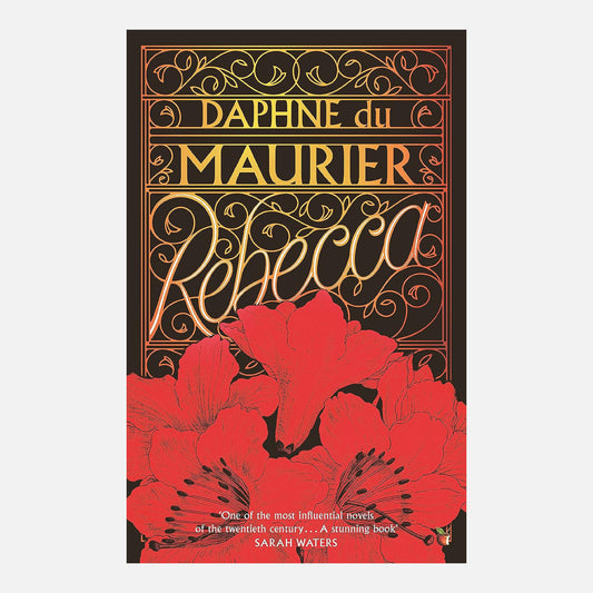 Rebecca with beautiful red, black and gold patterned cover