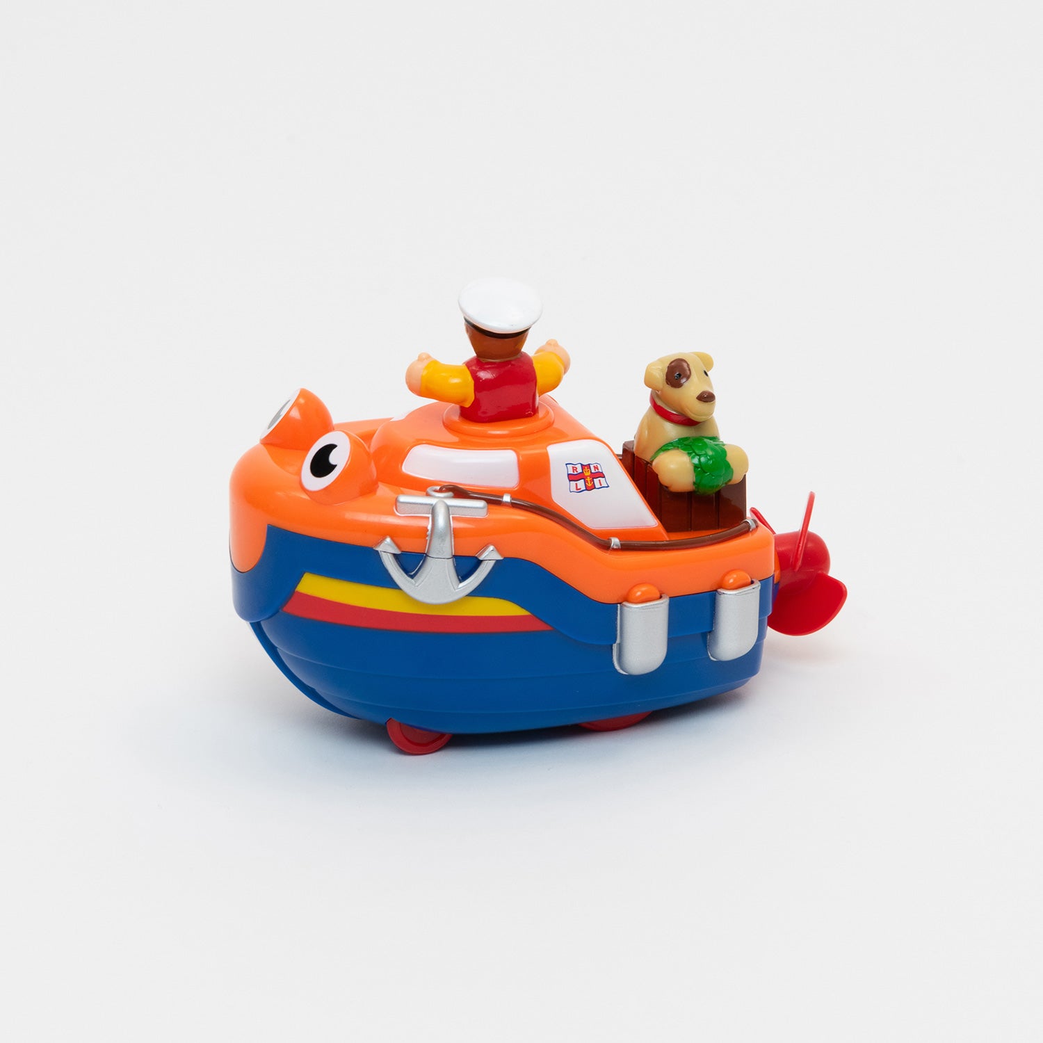 RNLI lifeboat bath toy with lifeboat man figurine.