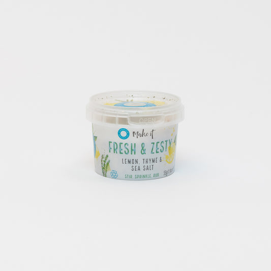 A Fresh & Zesty pinch pot from Cornish Sea Salt pictured on a white background.