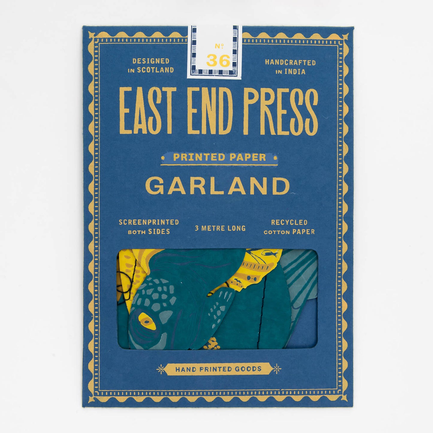 Blue and yellow packaging