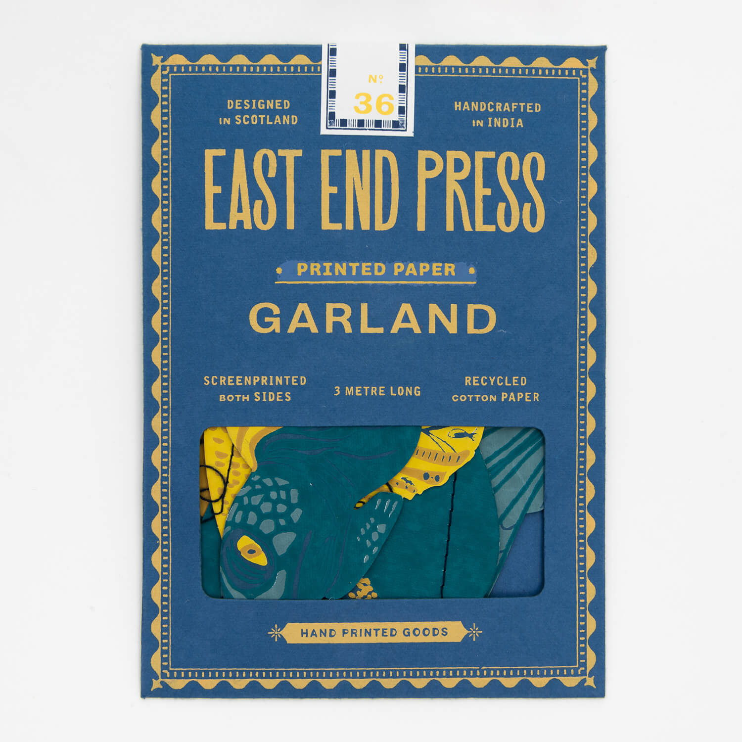 Blue and yellow packaging