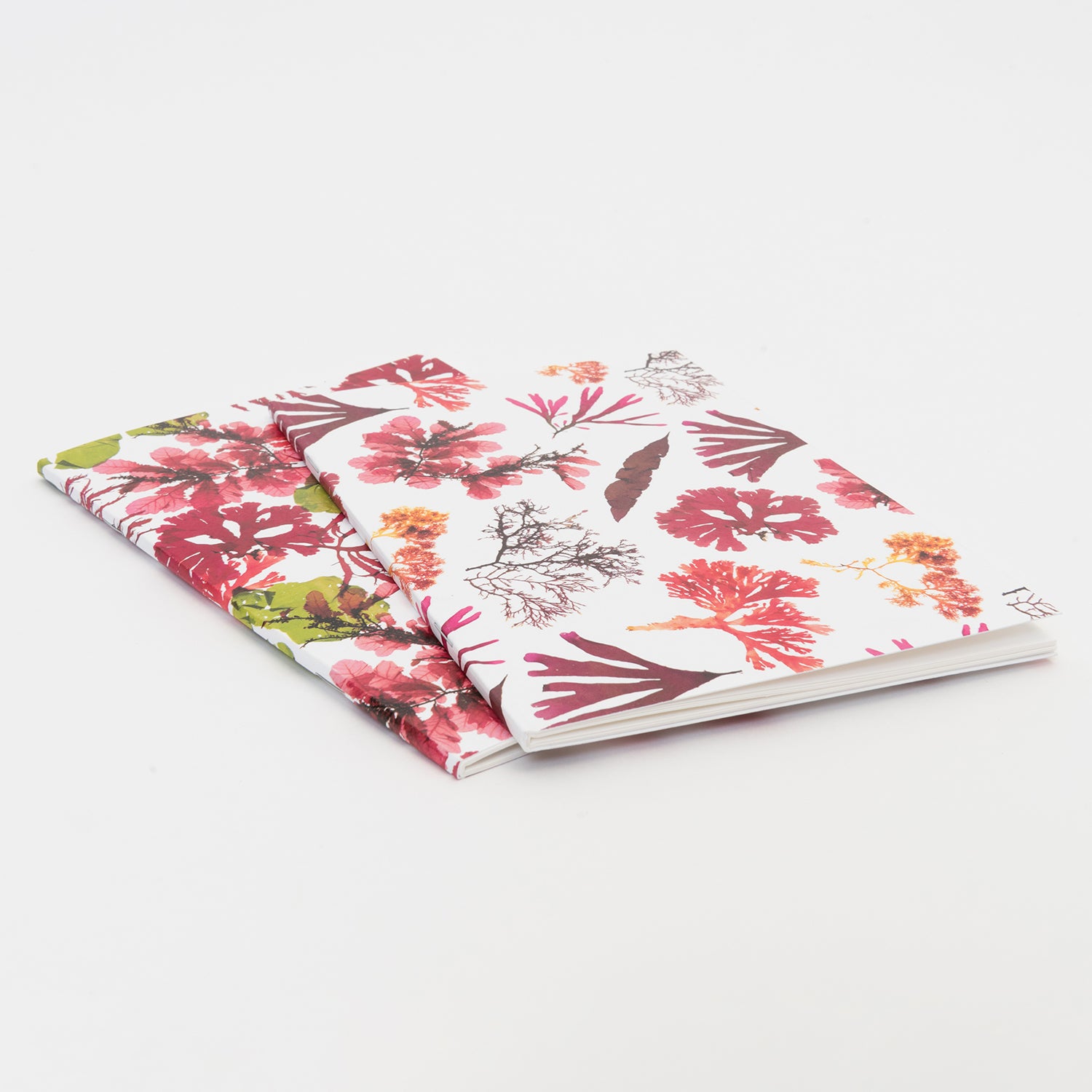 3/4 shot of the pack of notebooks featuring the pressed seaweed designs