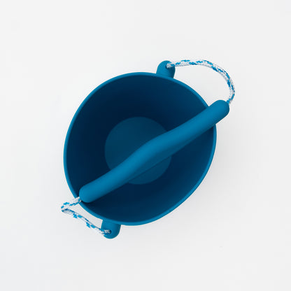 shot of blue scrunch bucket from above