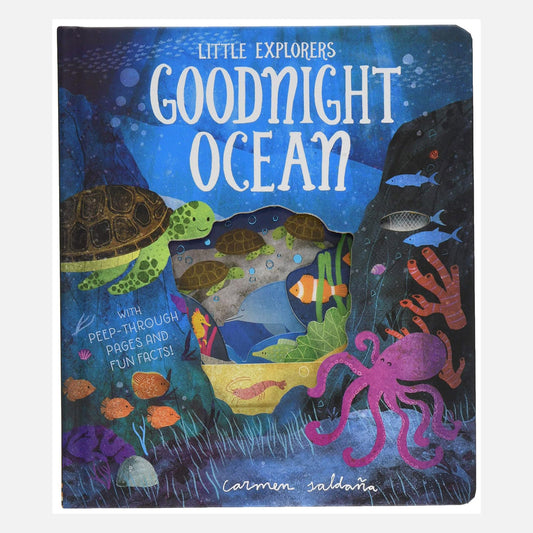 Goodnight ocean book with peep through pages and fun ocean facts