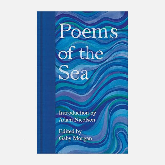 shades of blue, purple and green in a wave design on the front cover