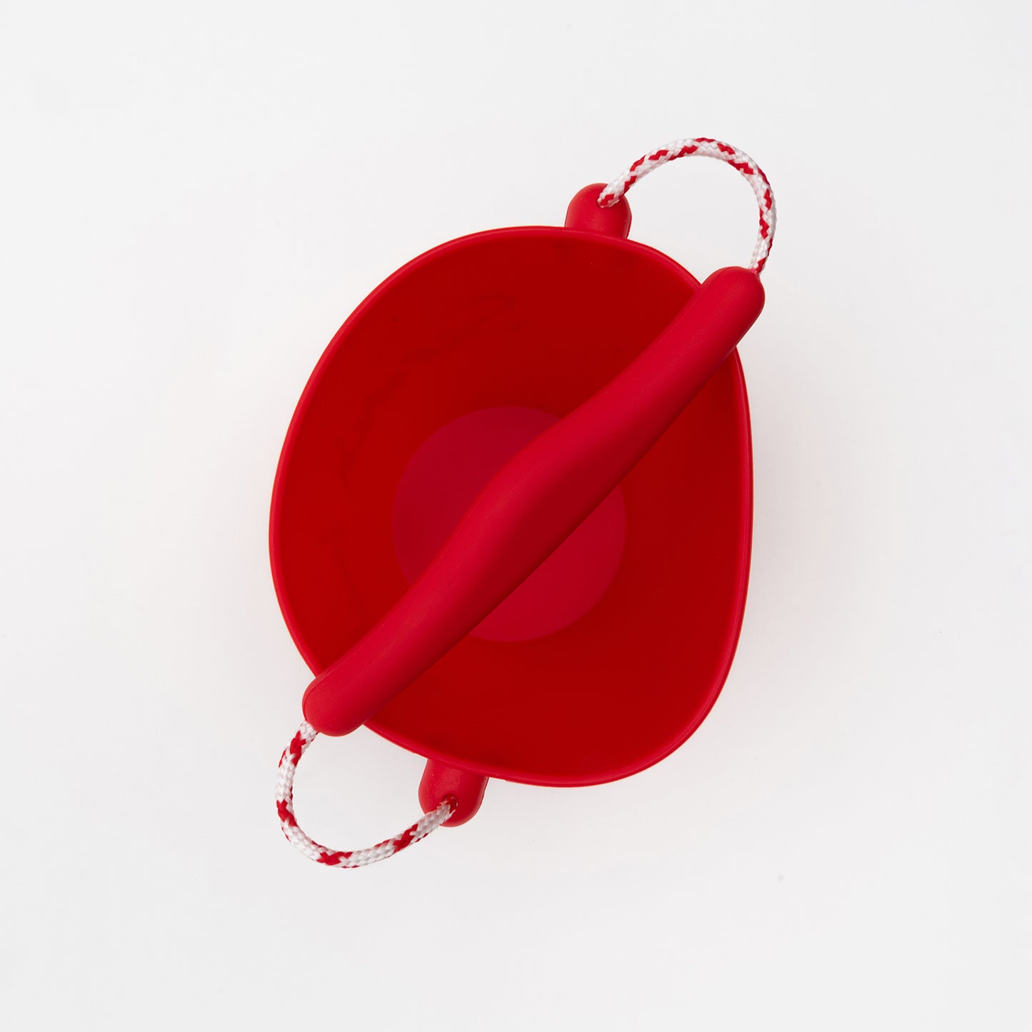 red silicone bucket with string handle