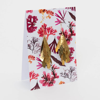 colourful packaging of the brass cascade design earrings