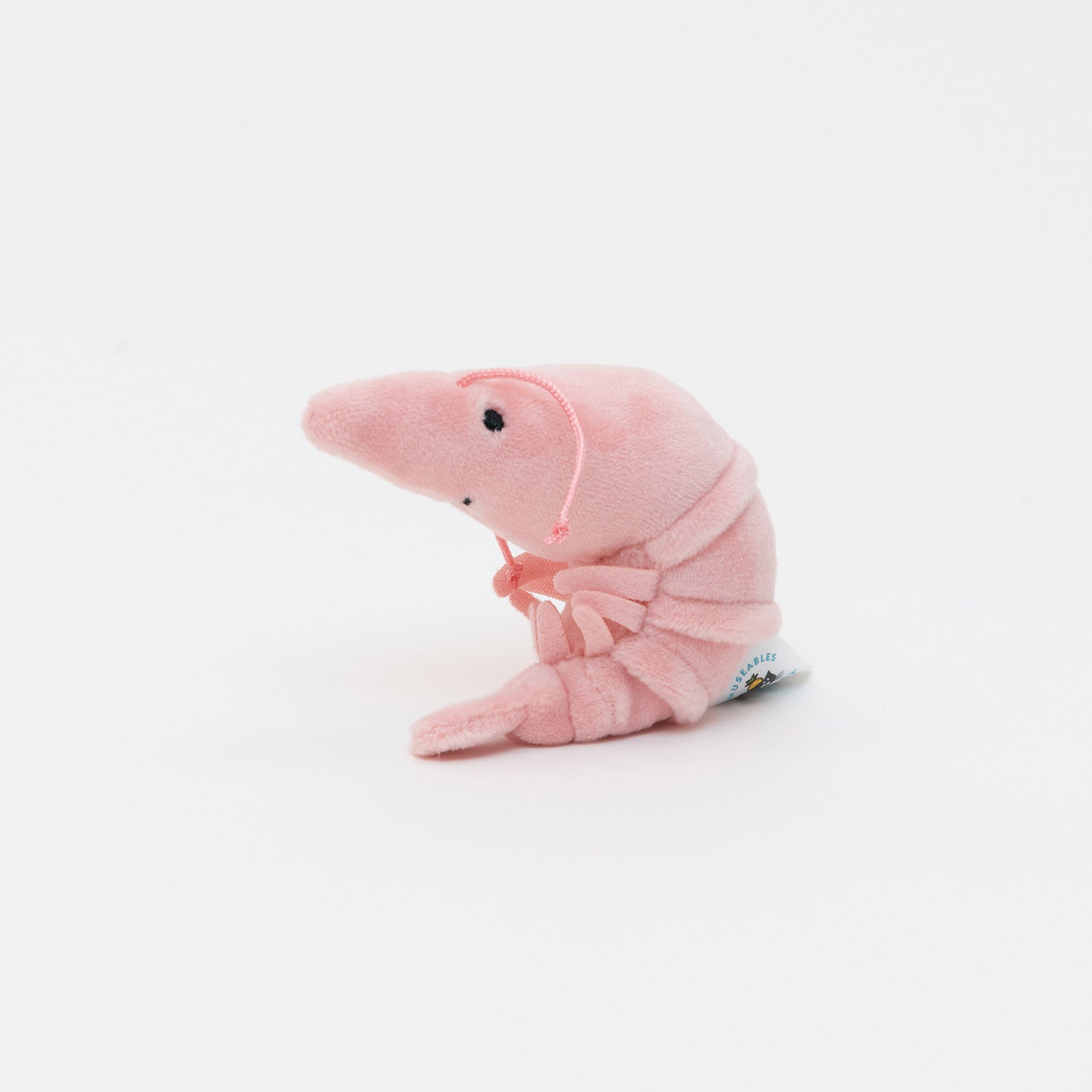 Jellycat Sensational Seafood Shrimp. Tiny Pink Plushie shrimp friend. With tiny legs and antenna and a friendly face.