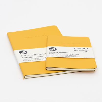 medium and pocket leather journal with yellow leather cover